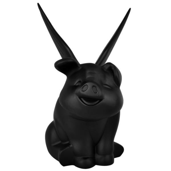 Cerdito negro con alas