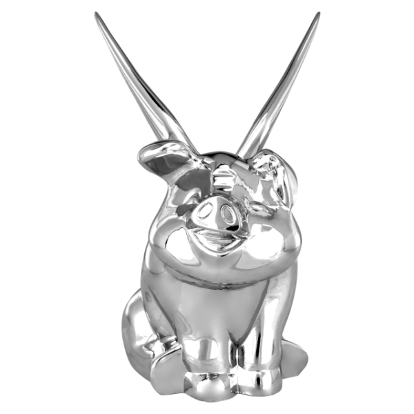 Cerdito cromado con alas